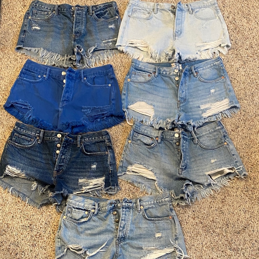 Free People We The Free Good Vibrations Jean Shorts Lot of 7 - Size 28